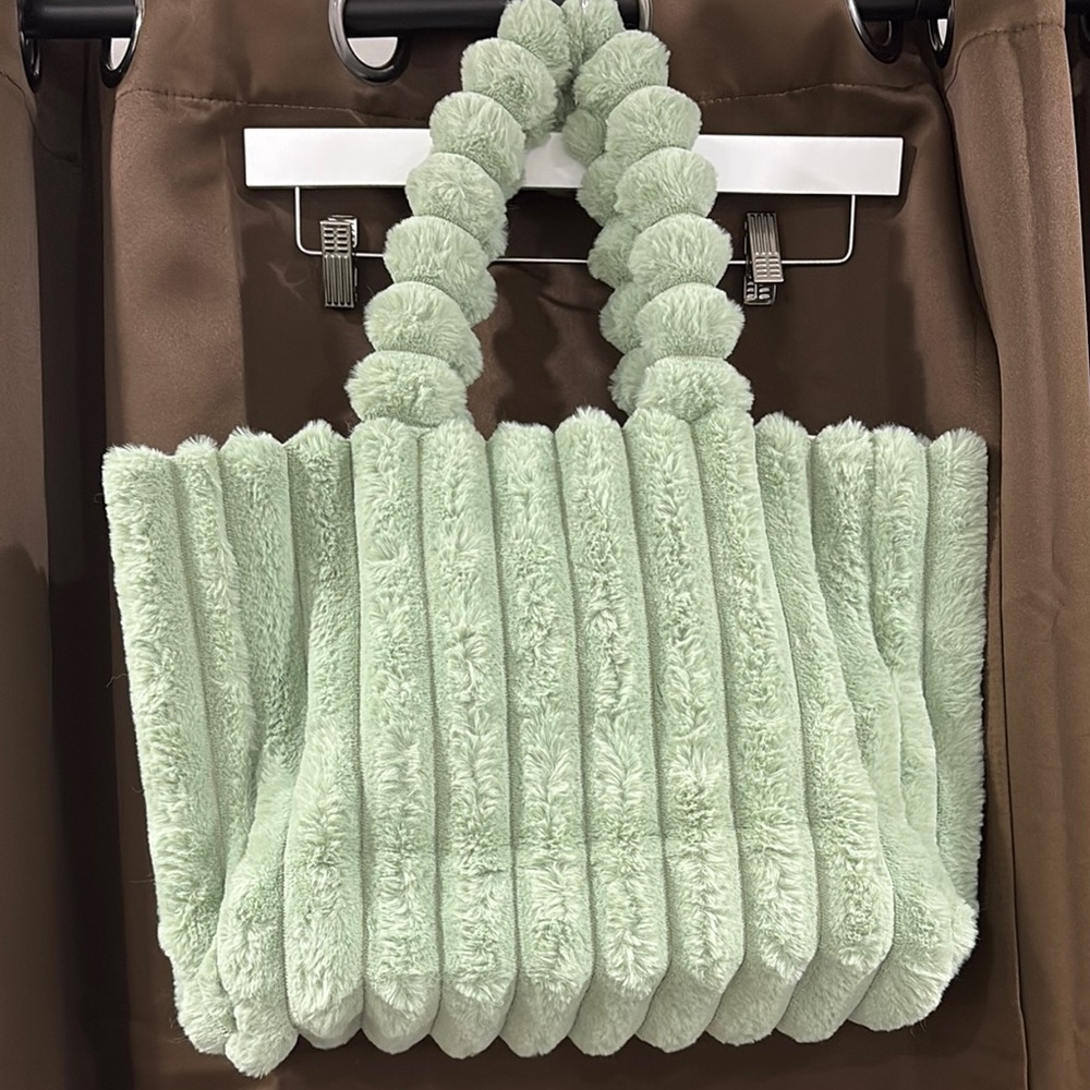Y2K! Mint Green Faux Fur Tote Bag